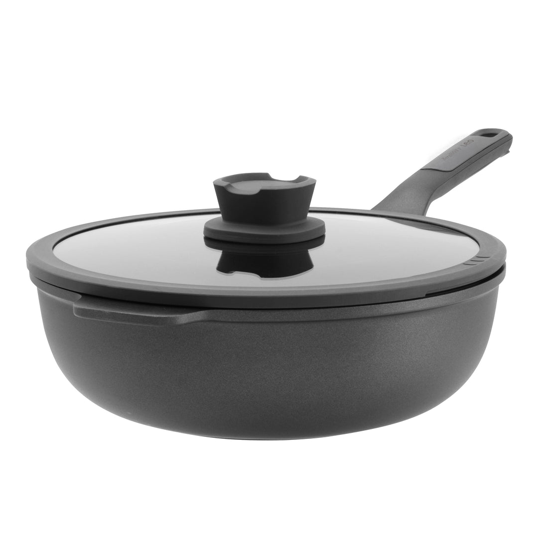 BergHOFF 28cm Covered Wok - Stone+ Series with Induction Base and Glass Lid with Strainer