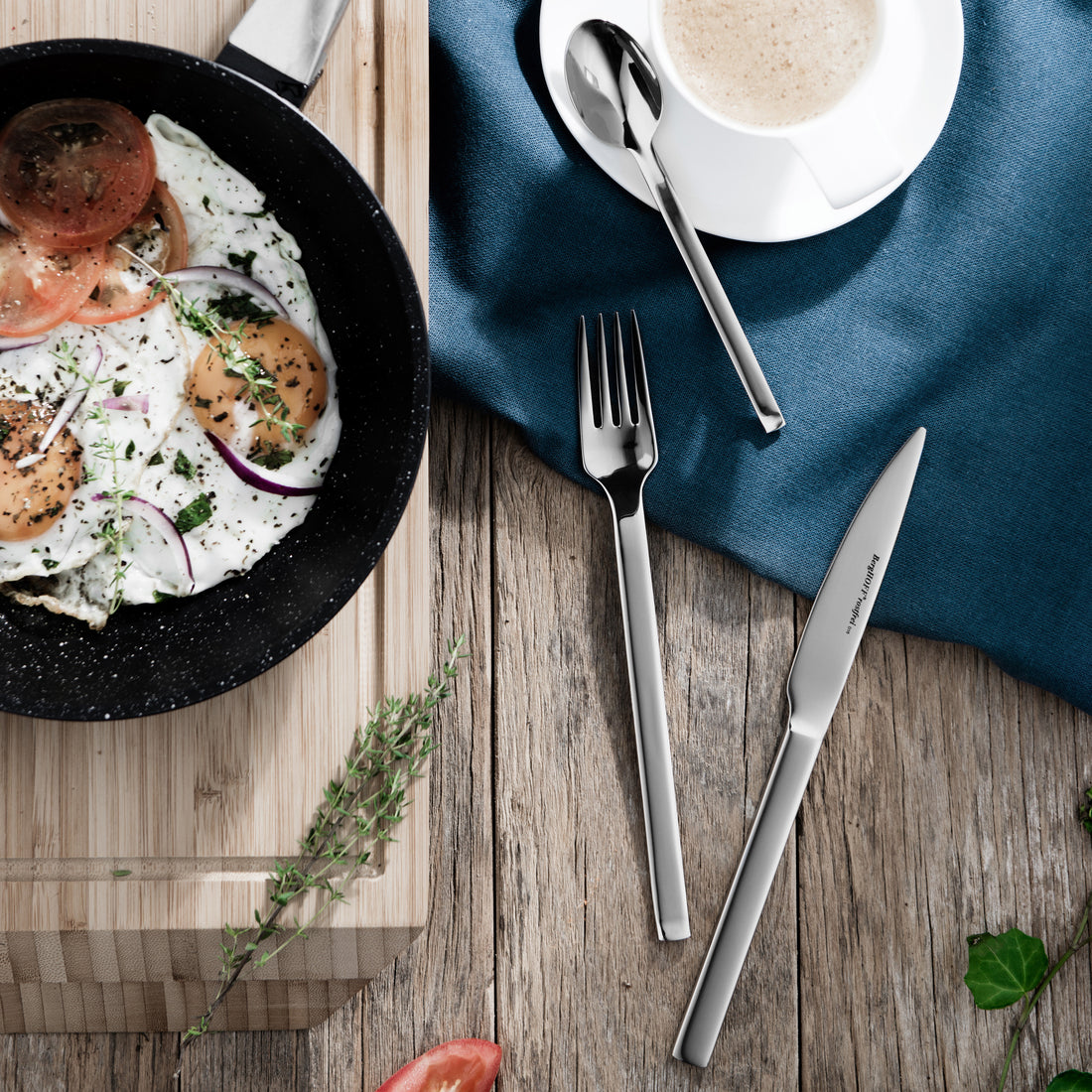 BergHOFF 30-Piece Flatware Set - Essence Designer Stainless Steel Cutlery with Sleek Rectangular Design