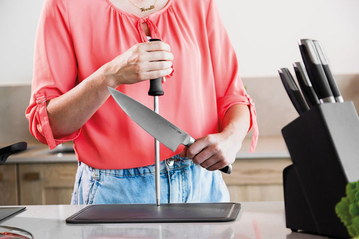 BergHOFF Knife Sharpener 22cm - Graphite Series with Ergonomic Handle and Durable Steel Sharpening Rod