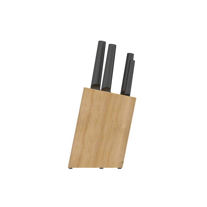 BergHOFF 6-Piece Knife Block Set - Boron Series with Coated Blades and Bamboo Block for Everyday Cutting Tasks