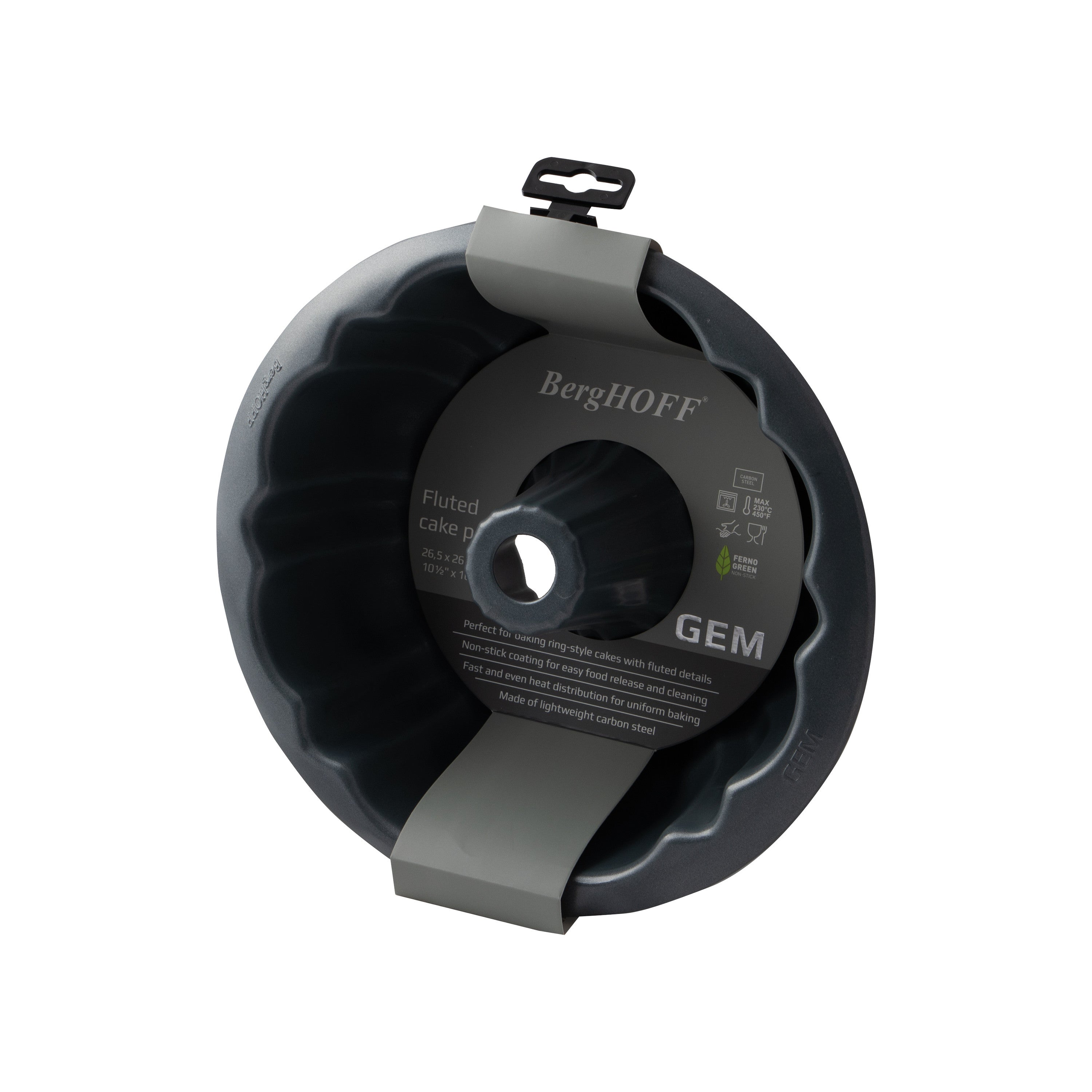 BergHOFF Fluted Cake Pan - Non-Stick Carbon Steel Bundt Pan with Even Heat Distribution