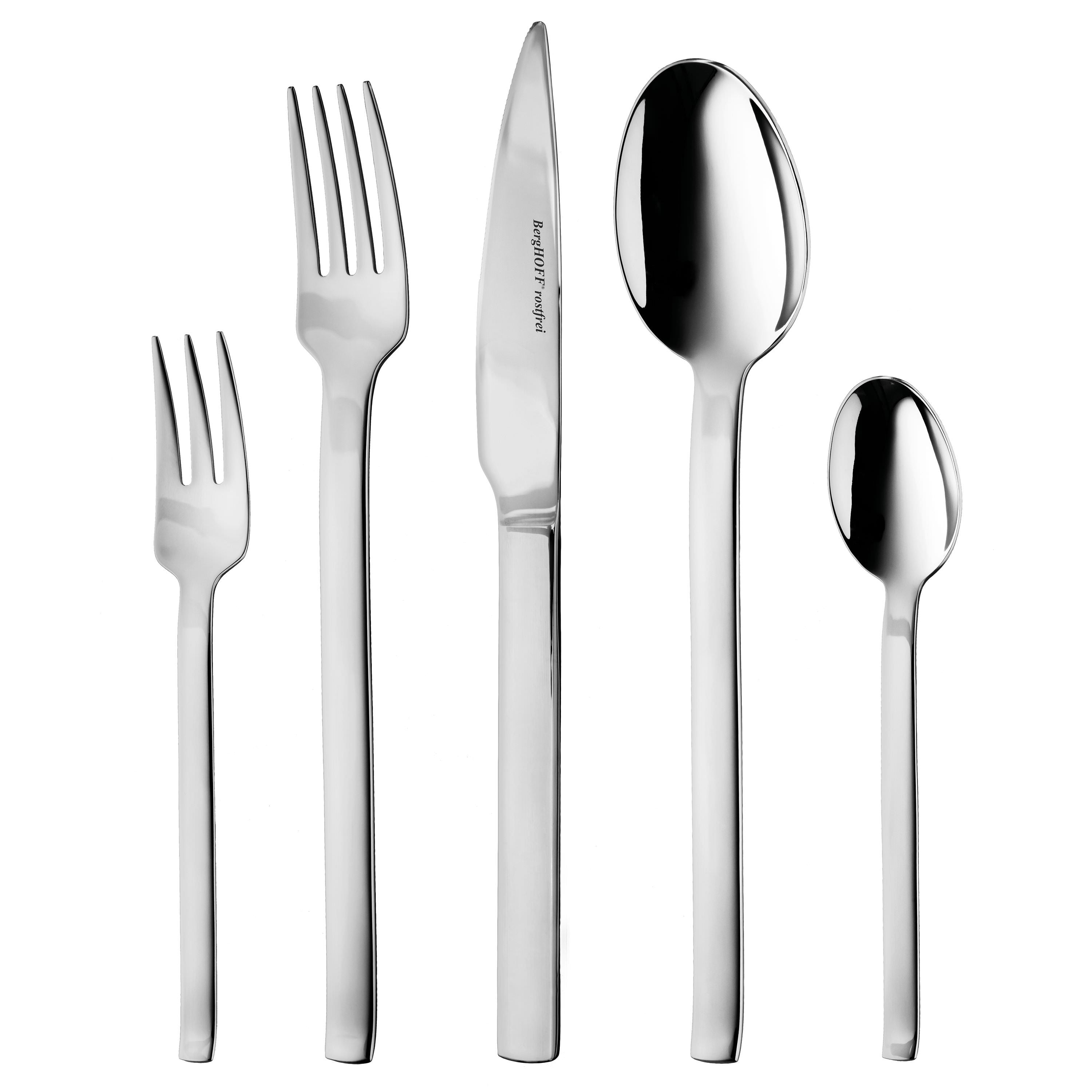 BergHOFF 30-Piece Flatware Set - Essence Designer Stainless Steel Cutlery with Sleek Rectangular Design