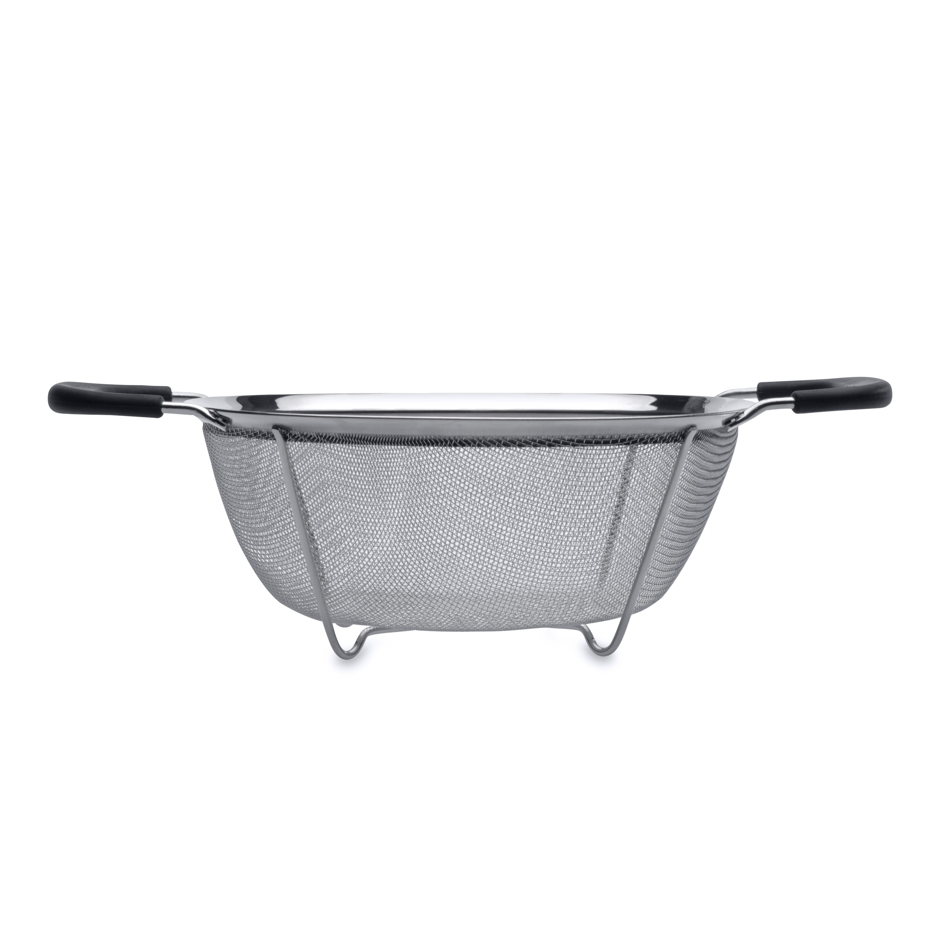 BergHOFF 19cm Round Mesh Colander – Stainless Steel with Fine Mesh, Cross-Welded Feet &amp; TPR Handles