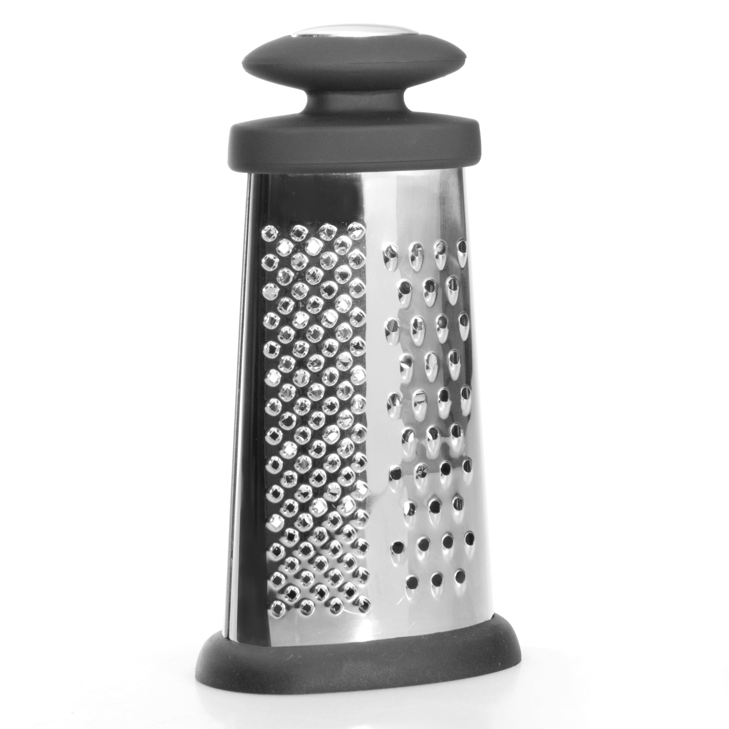 BergHOFF Oval Grater - Space-Saving Stainless Steel Grater with Soft-Touch Handle and Non-Slip Rubber Base