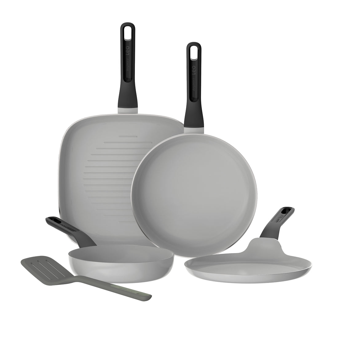 BergHOFF 4-Piece Frying Pan Set – Uqonic Downdraft Series with 20/24/26 cm Pans + Pancake Pan and Free Turner