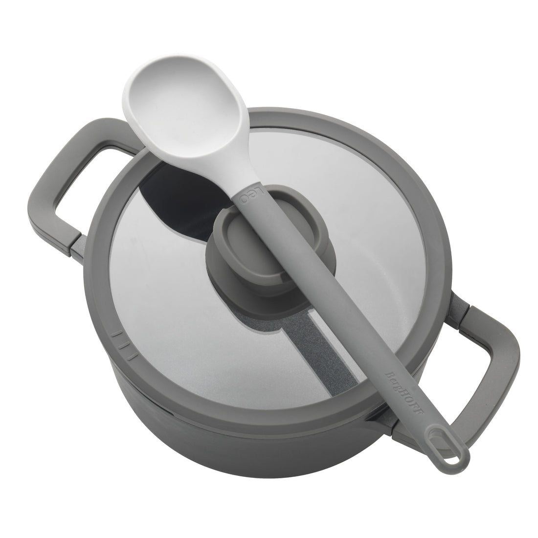 BergHOFF 20cm Covered Casserole – Stone+ Series with Straining Lid and Removable Silicone Grips