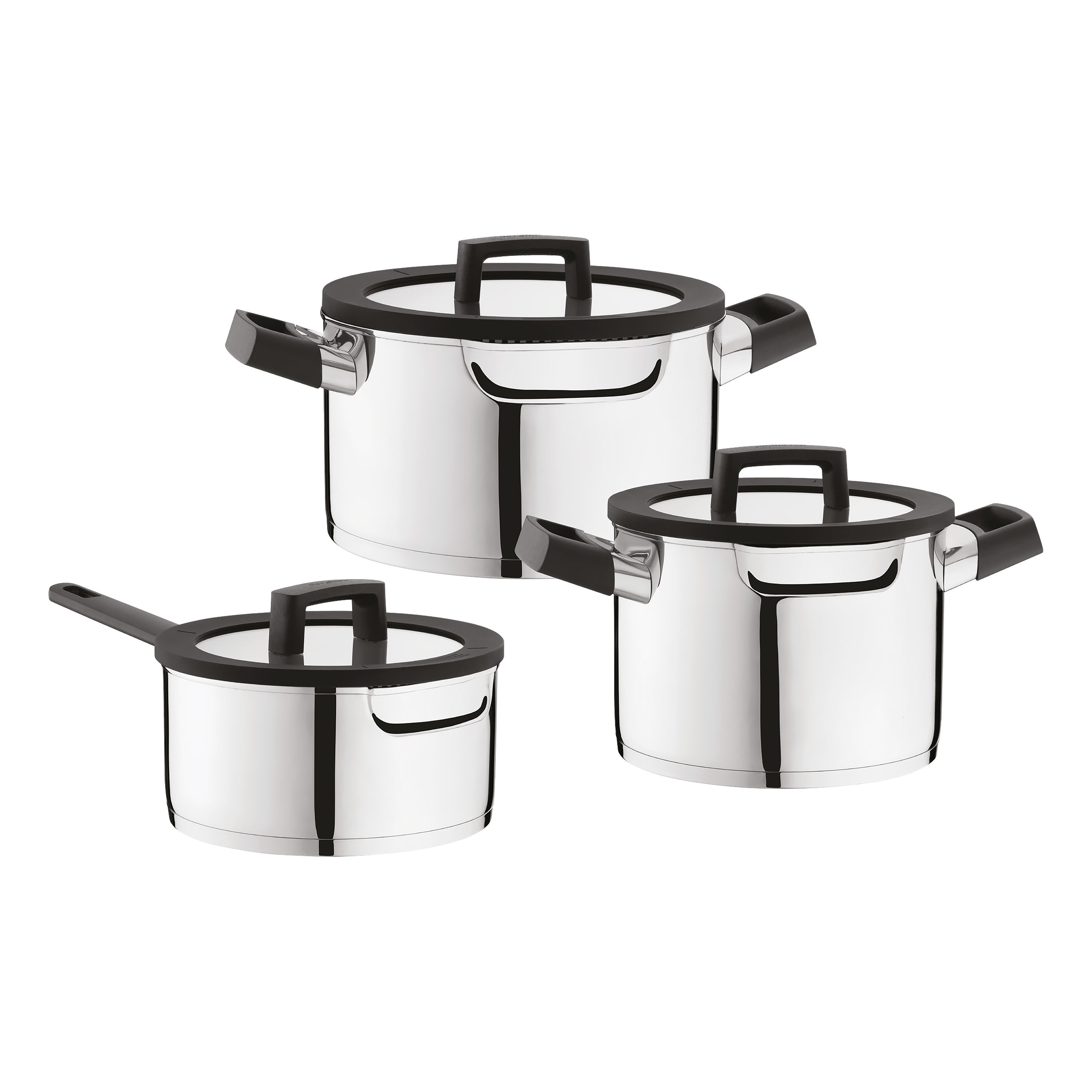 BergHOFF 6-Piece Cookware Set - Uqonic Downdraft Series with Steam Control Lids for Odour-Free Cooking
