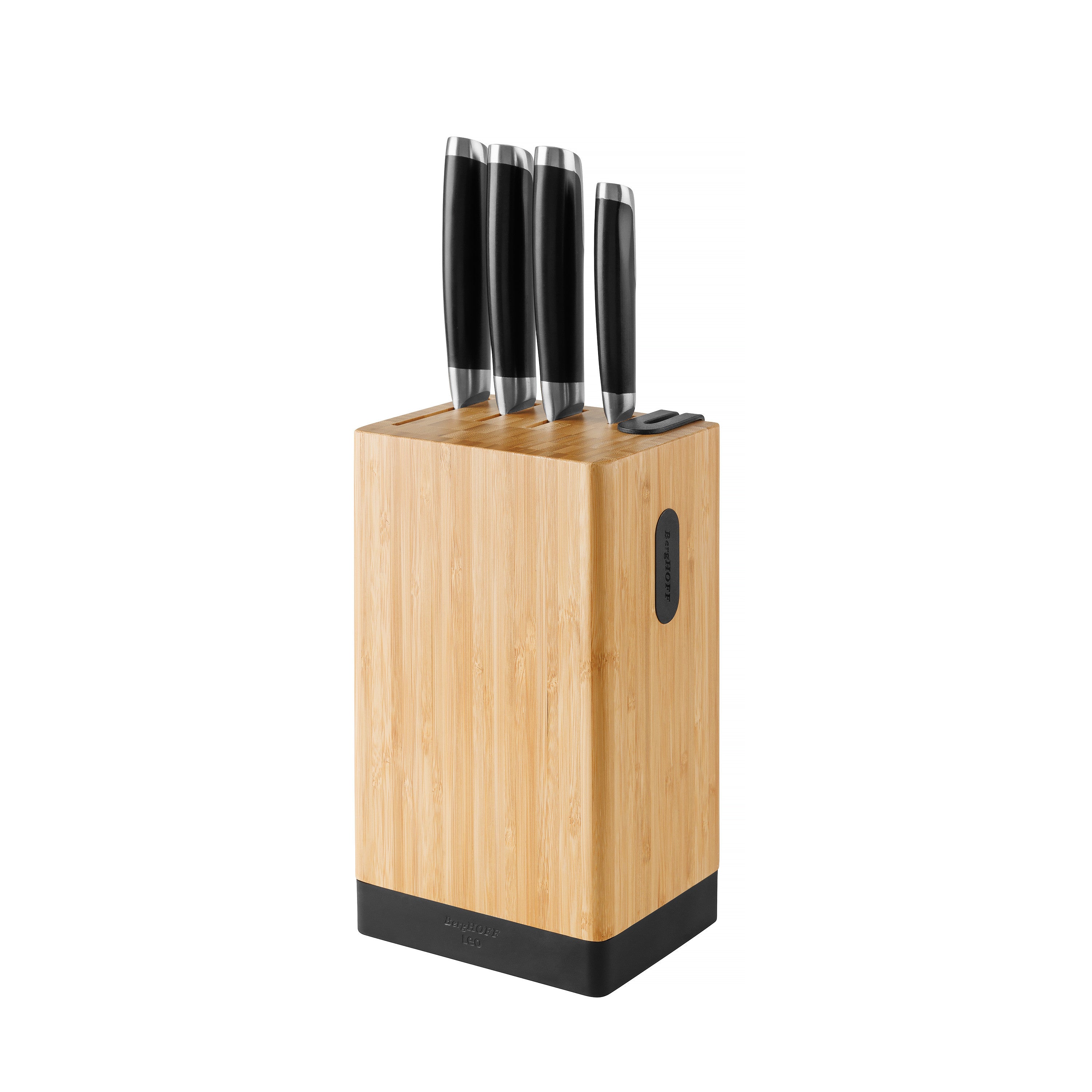 BergHOFF 5-Piece Knife Block - Graphite Series with Asian-Inspired Knives, Sharpener and Magnetic Side