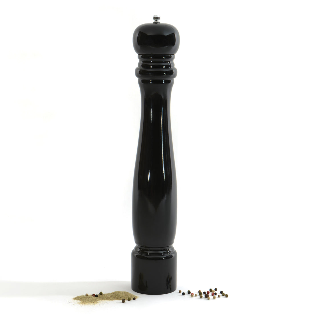 BergHOFF 42cm Pepper Mill - Glossy Black Wooden Body with Adjustable Ceramic Grinder