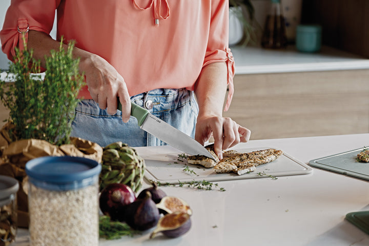 BergHOFF 6-Piece Knife Block Set - Forest Series with Built-In Sharpener and Soft-Grip Handles