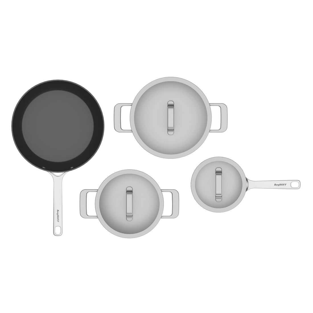 BergHOFF 7-Piece Cookware Set - Uqonic Series with Recycled Steel Pots and CeraGreen Non-Stick Frying Pan