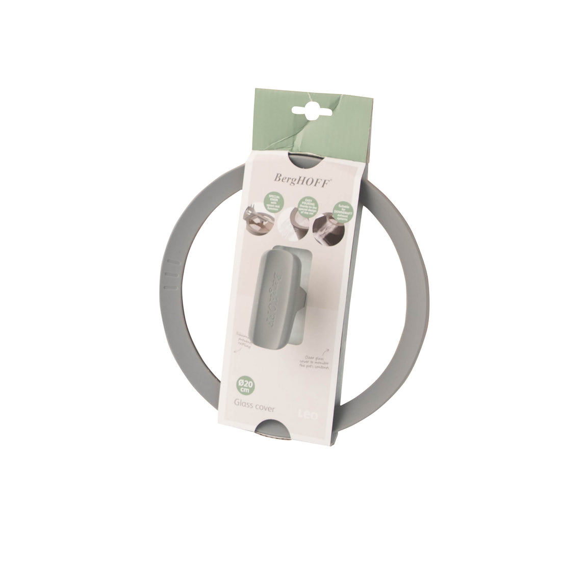 BergHOFF 20cm Glass Lid - Balance Moonmist with Silicone Rim, Steam Vent & Spoon Rest Knob