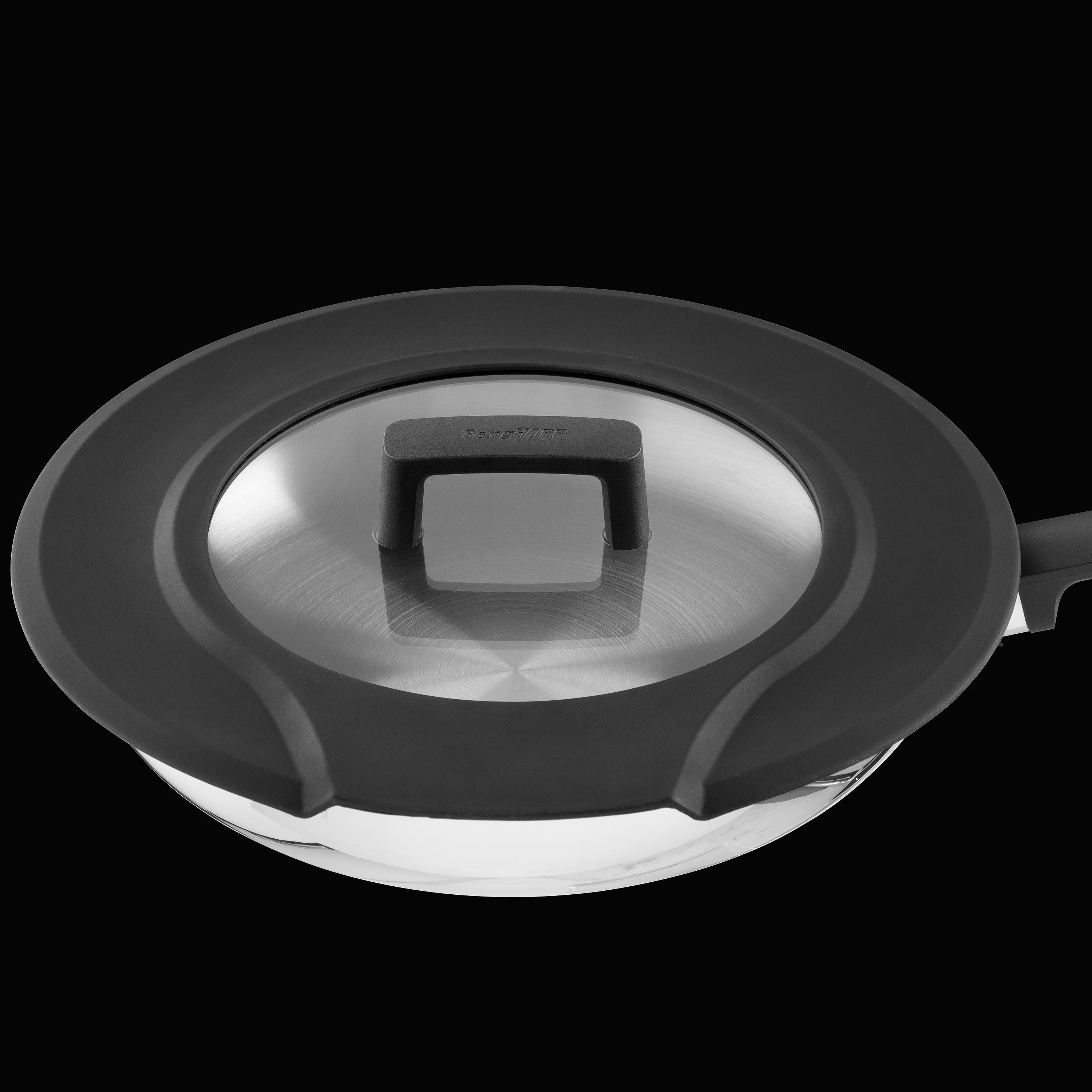 BergHOFF 3-Piece Frying Pan Set - Non-Stick Uqonic Downdraft Pans with Universal Silicone Glass Lid